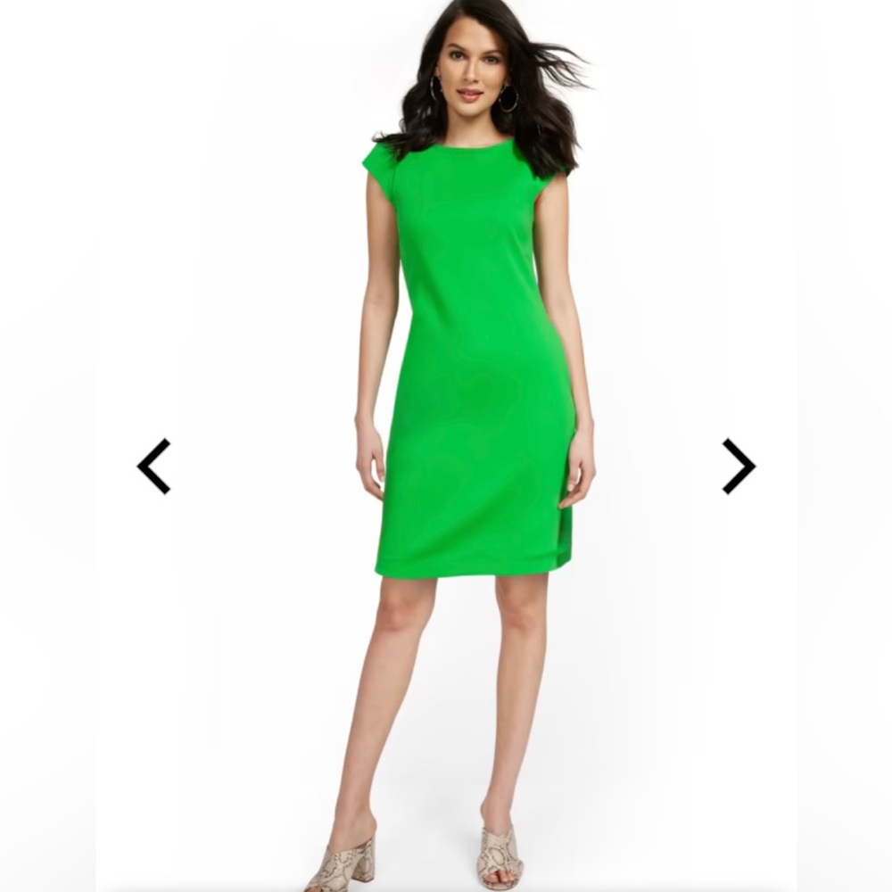 Puff-Sleeve Button-Back Shift Dress - City Knits